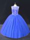 Latest Sleeveless Lace Up Floor Length Beading Sweet 16 Dress
