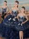 Superior Navy Blue Lace Up Sweetheart Embroidery and Ruffles 15 Quinceanera Dress Organza Sleeveless