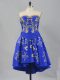 Royal Blue Sweetheart Neckline Embroidery Prom Party Dress Sleeveless Lace Up