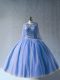 Hot Selling Blue Tulle Lace Up Scoop Long Sleeves Floor Length Vestidos de Quinceanera Beading