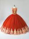 Rust Red Ball Gowns Tulle Scoop Sleeveless Appliques Floor Length Lace Up Sweet 16 Quinceanera Dress