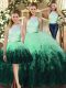 Sleeveless Tulle Floor Length Backless Sweet 16 Dresses in Multi-color with Ruffles