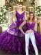 Best Selling Sleeveless Backless Floor Length Beading and Embroidery and Ruffles Quinceanera Gowns