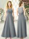 Clearance Grey Scoop Clasp Handle Lace Prom Evening Gown Sleeveless