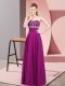 Sleeveless Chiffon Floor Length Zipper Prom Party Dress in Fuchsia with Beading and Ruching