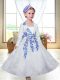 Fabulous White Straps Zipper Embroidery Toddler Flower Girl Dress Sleeveless