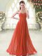 Extravagant Rust Red Empire Sweetheart Sleeveless Chiffon Floor Length Zipper Beading