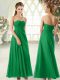 Deluxe Green Empire Chiffon Sweetheart Sleeveless Ruching Floor Length Zipper Prom Party Dress