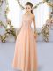 Fantastic Floor Length Peach Vestidos de Damas Strapless Sleeveless Lace Up