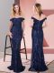 Discount Off The Shoulder Sleeveless Sequined Prom Evening Gown Ruching Zipper