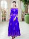 Fantastic 3 4 Length Sleeve Lace Up Floor Length Lace Prom Party Dress