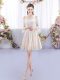 Perfect Champagne Sleeveless Lace Up Quinceanera Court Dresses for Prom and Party and Wedding Party
