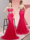 Sweep Train Two Pieces Hot Pink Scoop Tulle and Lace Sleeveless Lace Up