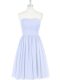 Glorious Ruching and Pleated Light Blue Side Zipper Sleeveless Knee Length