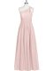 Glorious Baby Pink Sleeveless Floor Length Ruching Side Zipper Prom Dresses