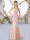 Colorful Beading Quinceanera Court of Honor Dress Peach Lace Up Sleeveless Floor Length
