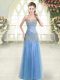 Dazzling Blue Sleeveless Tulle Zipper Prom Party Dress for Prom and Party