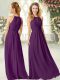 Sweet Purple Zipper Dress for Prom Ruching Sleeveless Floor Length