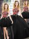 Edgy Scoop Sleeveless Vestidos de Quinceanera Embroidery Zipper