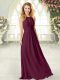 Floor Length Burgundy Prom Evening Gown Scoop Sleeveless Zipper
