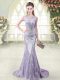 Sexy Lavender Scoop Neckline Beading Sleeveless Zipper