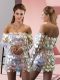Silver Prom Dress Prom and Party with Ruching Off The Shoulder Long Sleeves