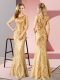 Designer Scoop Half Sleeves Floor Length Sequins Gold