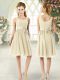 Knee Length Empire Sleeveless Light Yellow Prom Gown Zipper