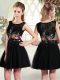 Latest Black Sleeveless Beading and Embroidery Mini Length Prom Party Dress
