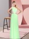 Romantic Chiffon One Shoulder Sleeveless Lace Up Ruching Prom Dress in