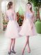 Traditional Tulle Sleeveless Knee Length Dress for Prom and Appliques