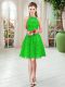 Charming Green A-line Scoop Sleeveless Knee Length Zipper Lace Prom Evening Gown