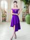 New Style Purple Zipper Prom Party Dress Appliques Sleeveless Asymmetrical
