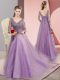 Extravagant Tulle Long Sleeves Prom Gown Sweep Train and Beading and Appliques