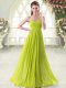 Designer Yellow Green Sleeveless Chiffon Zipper for Prom and Party