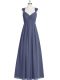 Wonderful Blue Zipper Prom Gown Ruching Sleeveless Floor Length