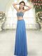 Blue Prom Evening Gown Prom and Party with Beading Sweetheart Sleeveless Backless