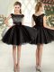 Wonderful Black Tulle Zipper Square Sleeveless Mini Length Prom Dresses Beading