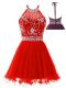 Modest Halter Top Sleeveless Tulle Homecoming Dress Beading Backless
