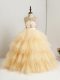 Dazzling Tulle Sleeveless Floor Length Little Girl Pageant Gowns and Beading and Ruffles