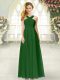 Sleeveless Floor Length Ruching Zipper Evening Dress with Green