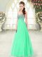 Apple Green Lace Up Prom Dress Beading Sleeveless Floor Length