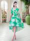 High Low Lace Up Prom Gown Turquoise for Prom and Party with Belt