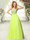 Artistic Sleeveless Floor Length Beading Zipper Party Dress with Yellow Green