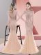 Amazing Beading Prom Party Dress Peach Zipper Sleeveless Sweep Train