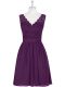 Chic Chiffon Scalloped Sleeveless Zipper Lace Prom Gown in Purple