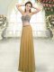 Chic Sleeveless Floor Length Beading Backless with Gold