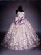 Exquisite Pink Lace Up Child Pageant Dress Beading and Bowknot Sleeveless Floor Length