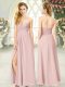 Sleeveless Floor Length Ruching Zipper Custom Made with Pink