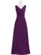 Custom Design Eggplant Purple Sleeveless Ruching Floor Length